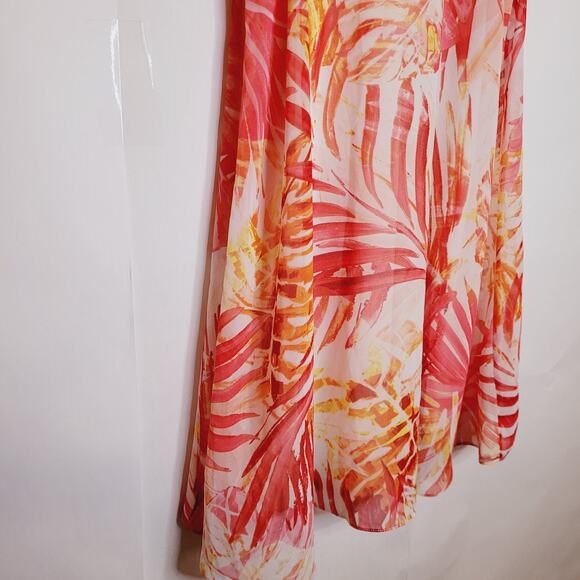 Calvin Klein Orange Tropical Print Sleeveless Flowy Summer Dress Size 4P - Picture 6 of 10